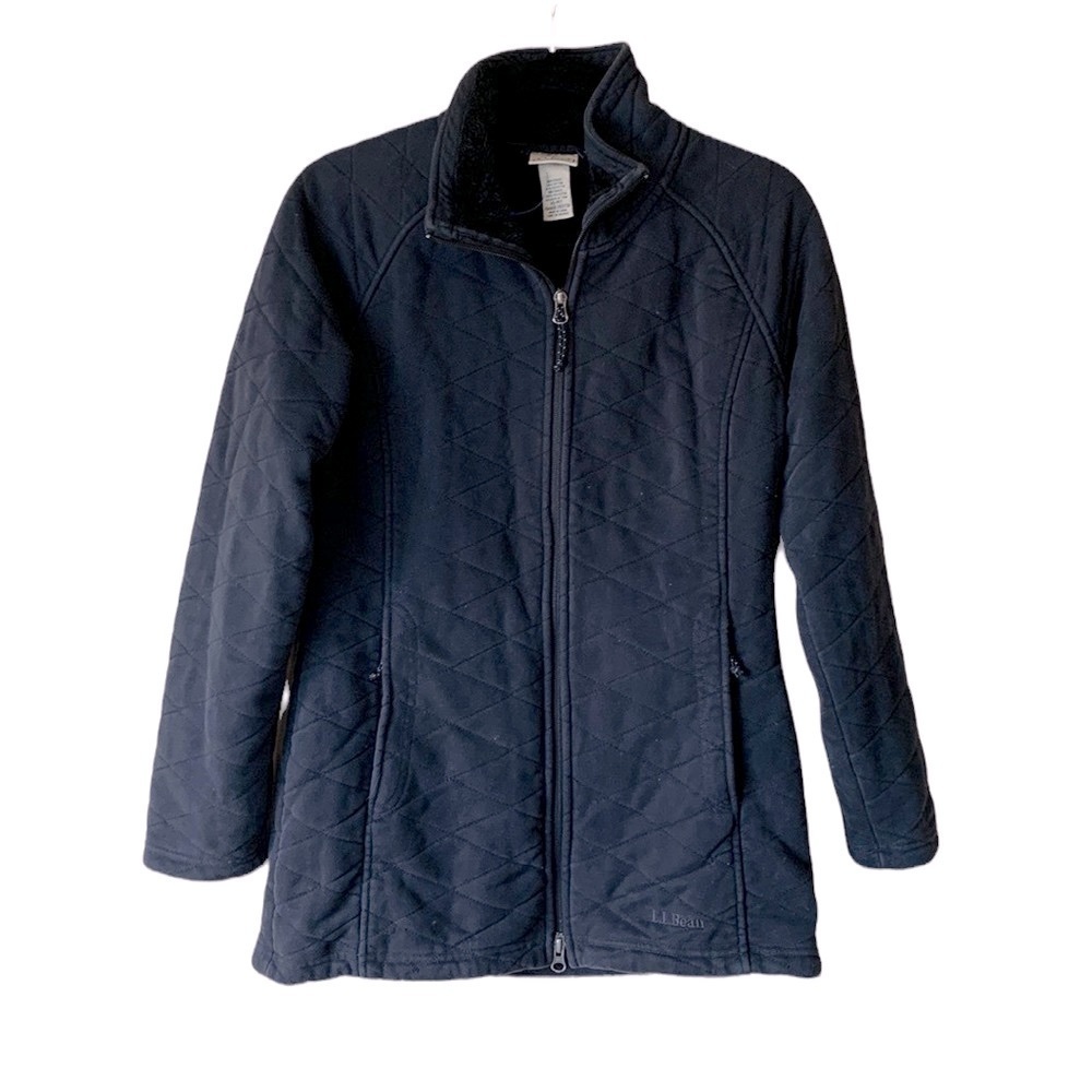 L.L. Bean Quilted Jacket Full Zip, Black, Size XS, Lined, Classic Outdoor